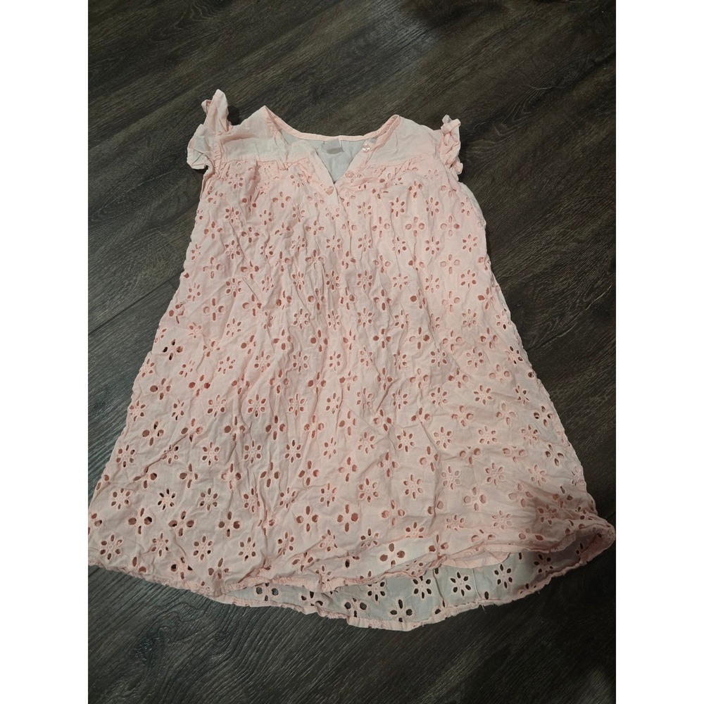 Carters Kid Girls Pink Eyelet Ruffle Sleeve Dress Size M 8 TA247PNK